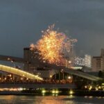 天神祭の花火開始